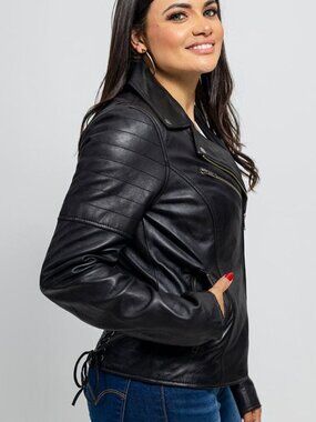 Leather Black Women Jacket , Black jacket for women Leather Jacket